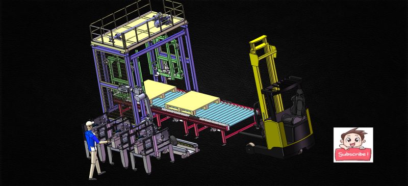 industrial 3D model Automatic machine packing and stacking cartons ...