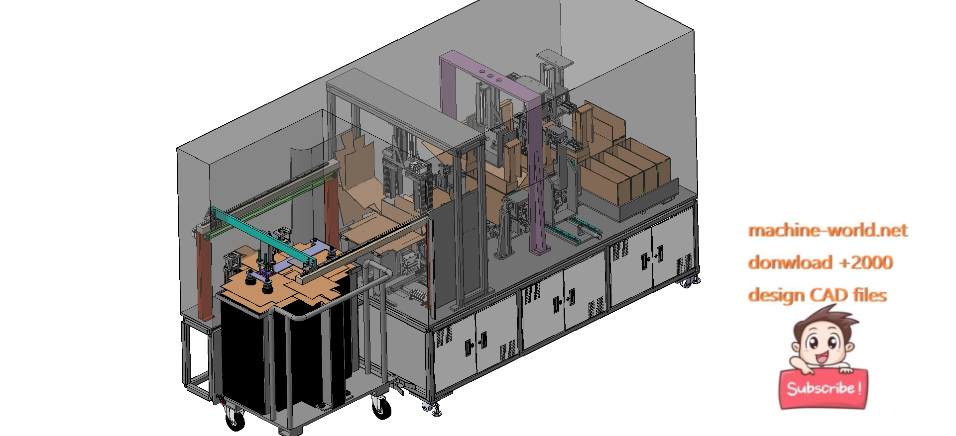 industrial 3D model Automatic box folding machine - MACHINE - WORLD