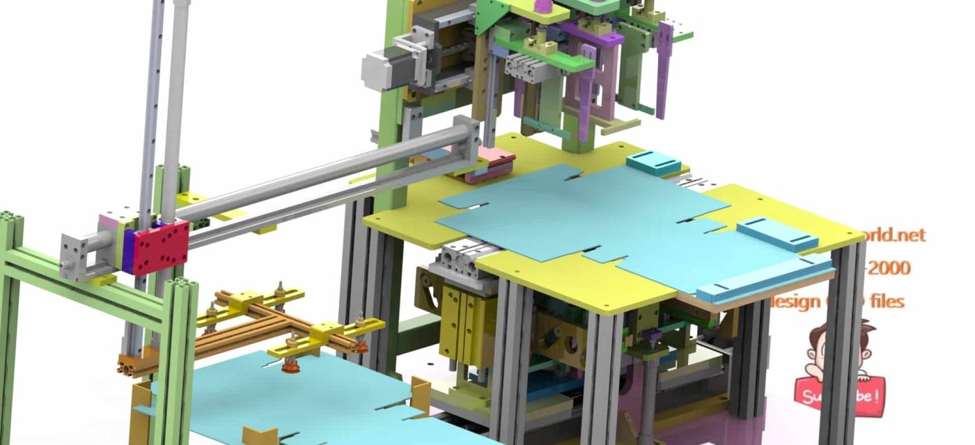 industrial 3D model Automatic carton folding machine MACHINE WORLD