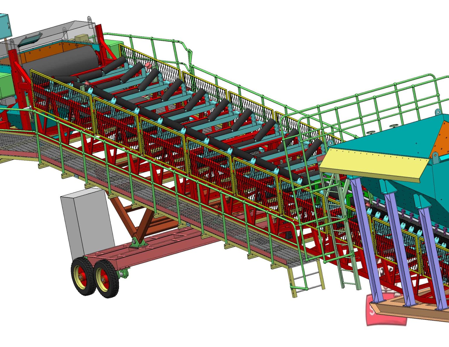 Industrial 3d model mine conveyor machine world