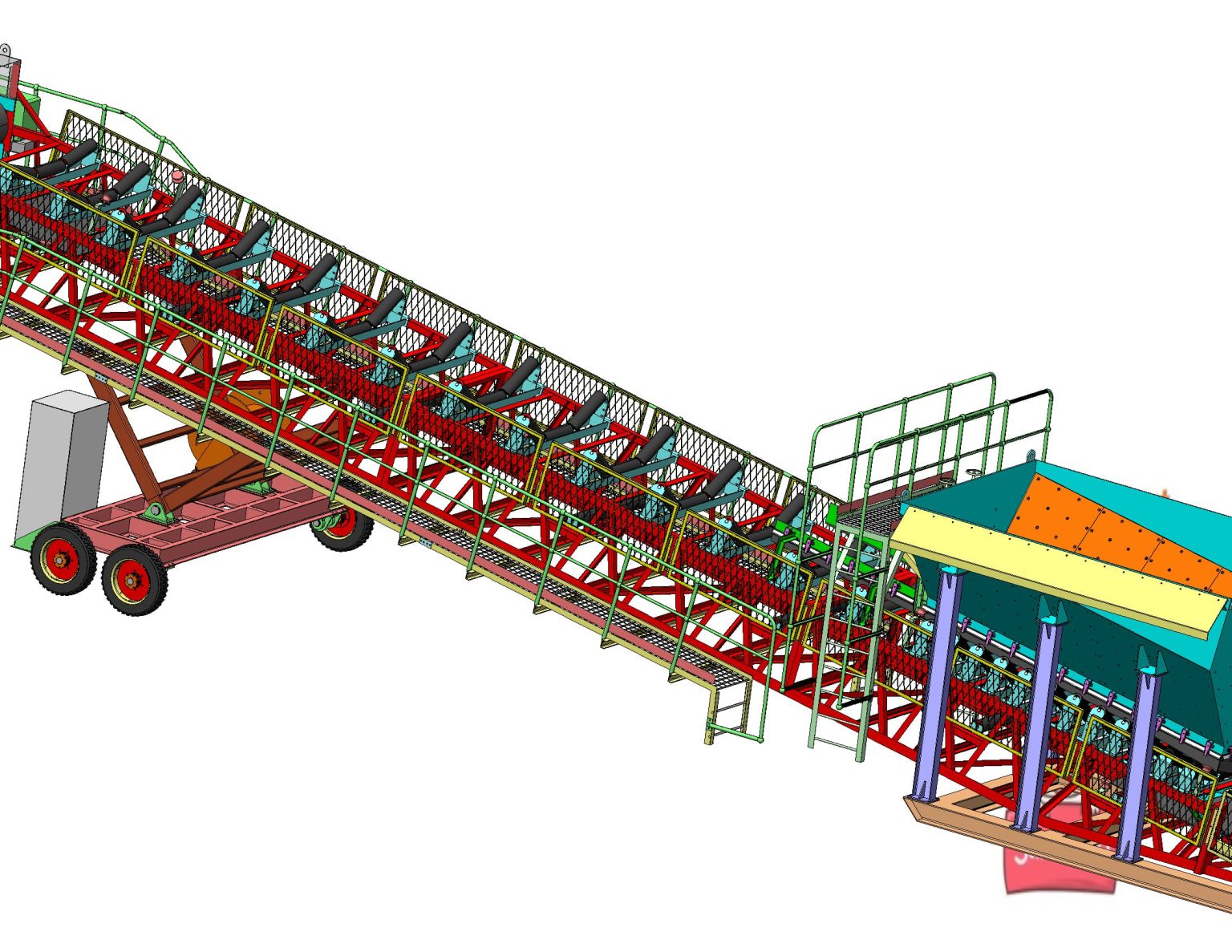 Industrial 3d model mine conveyor machine world