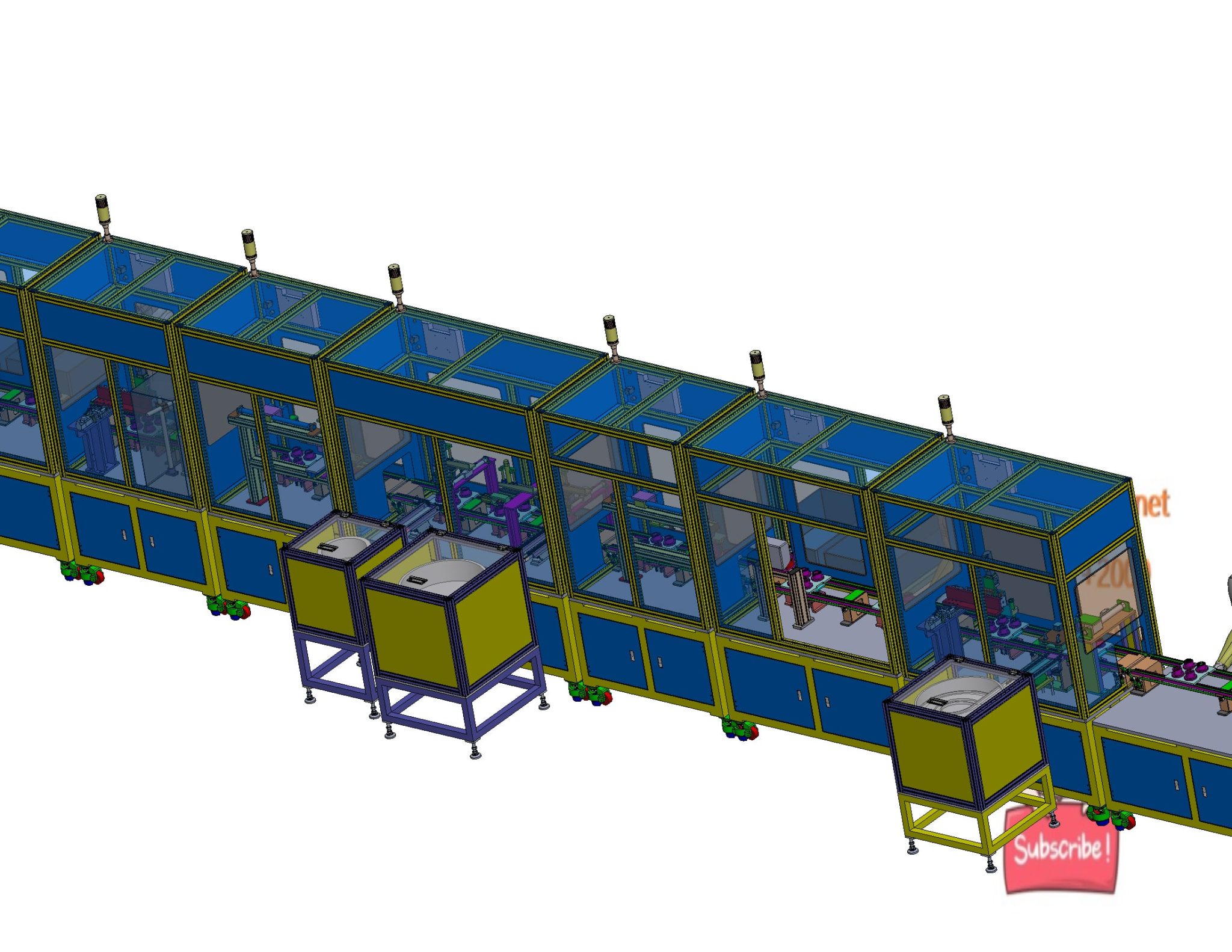 Industrial 3d model light bulb assembly line machine world