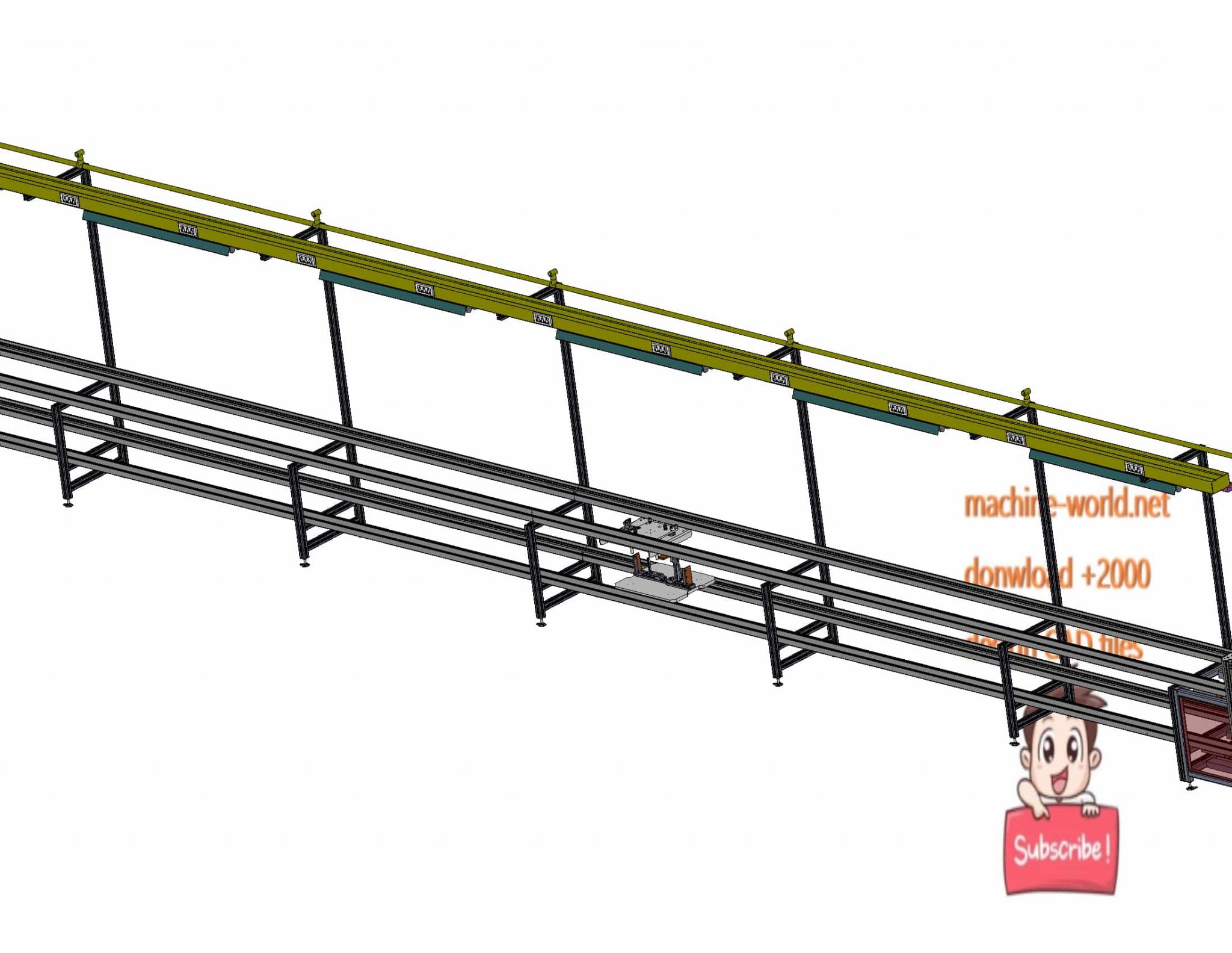 Industrial 3d model free flow conveyor machine world