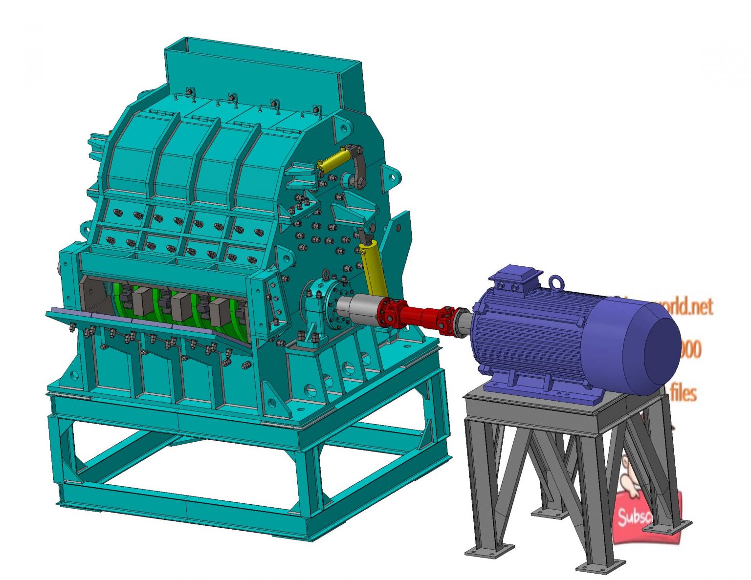 Crushing Machine Model industrial 3D model Scrap steel crusher - MACHINE - WORLD