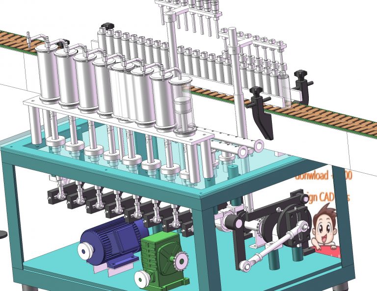 industrial 3D model Linear capping machine 5 heads, Bottle cap screwing ...