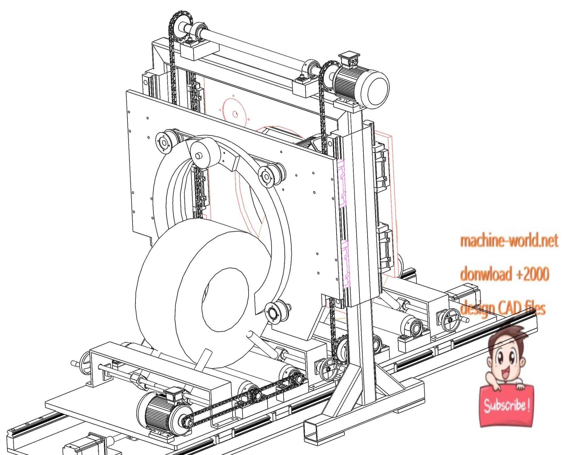 Industrial 3d model wire wrapping machine machine world