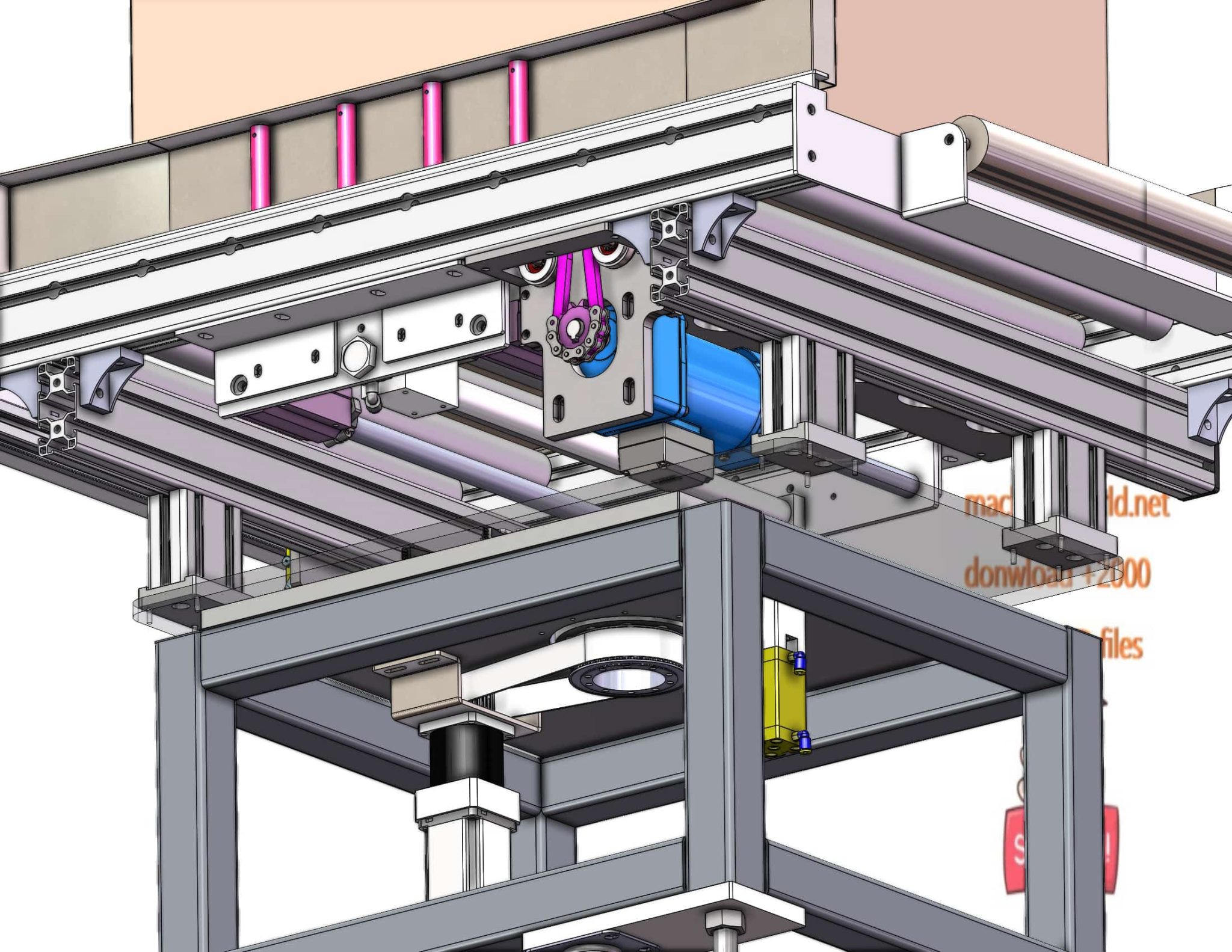 industrial 3D model Roller chain rotates cartons - MACHINE - WORLD