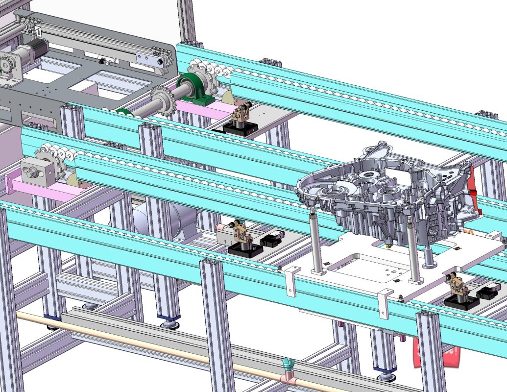 industrial 3D model engine frame assembly conveyor - MACHINE - WORLD