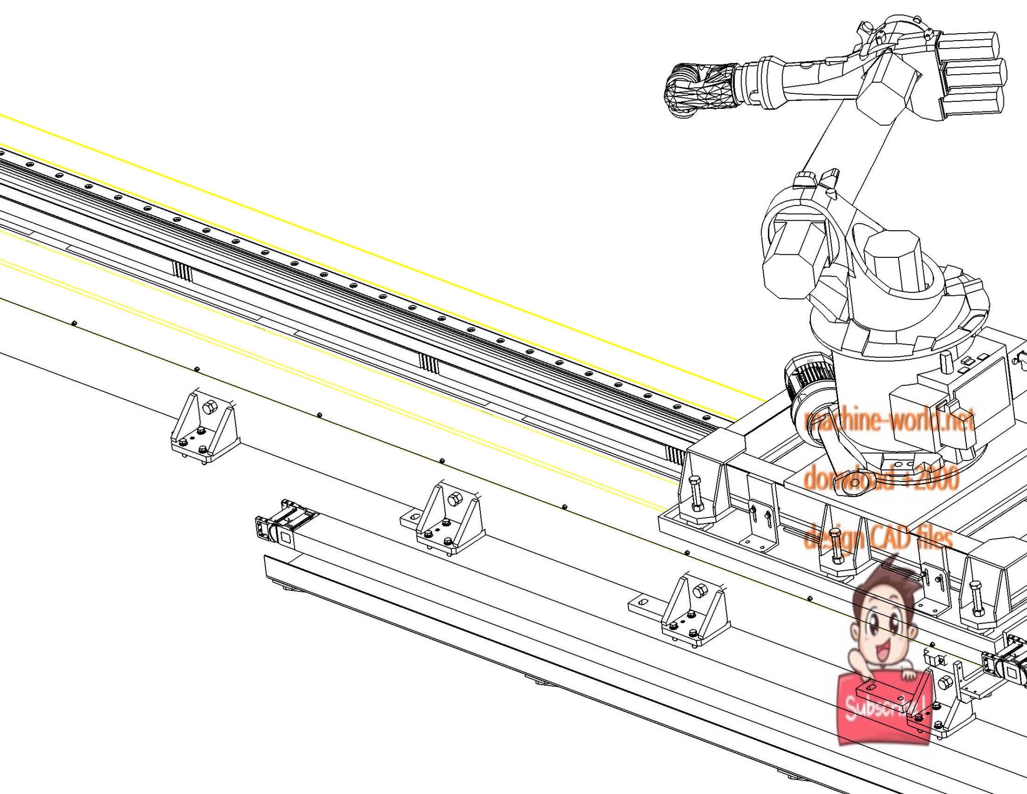 Walk Rails Machine industrial 3D model walking robot ground rails - MACHINE - WORLD